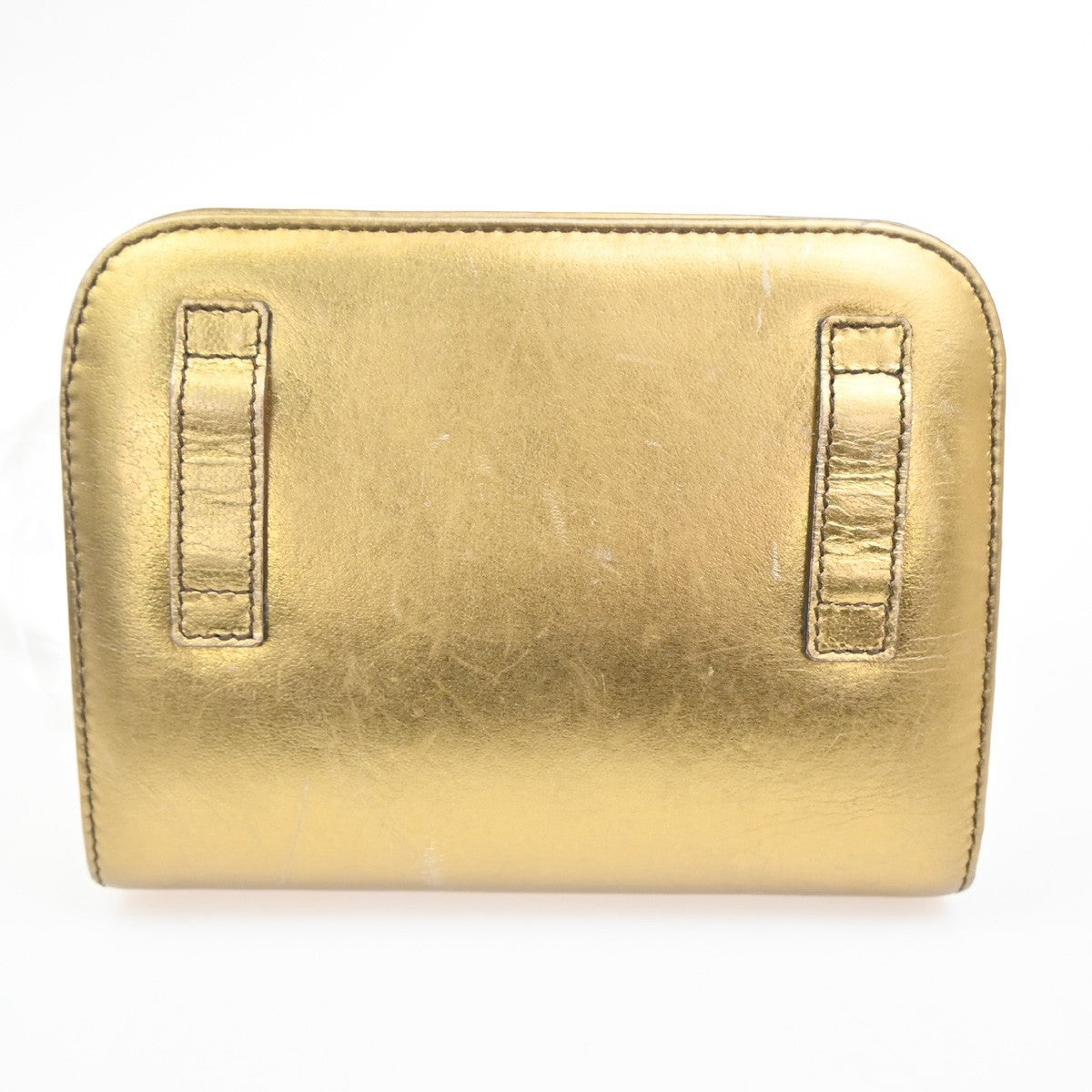 SALVATORE FERRAGAMO Logo Gancini Shoulder Bag Leather Gold GHW Italy 62MA277