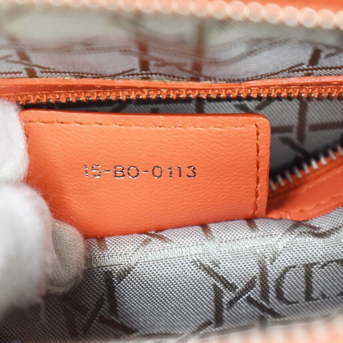 CHRISTIAN DIOR Logo Lady Cannage 2Way Shoulder Hand Bag Leather Orange 691RC569