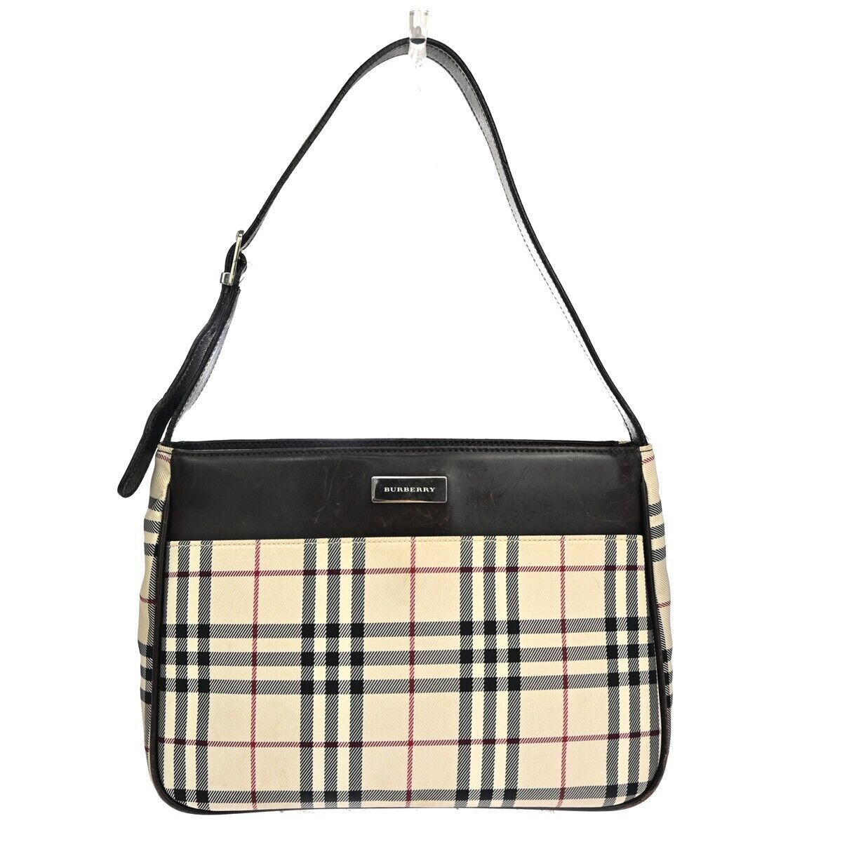 BURBERRY Logo Nova Check Shoulder Tote Bag Canvas Leather Beige Brown 60GA052