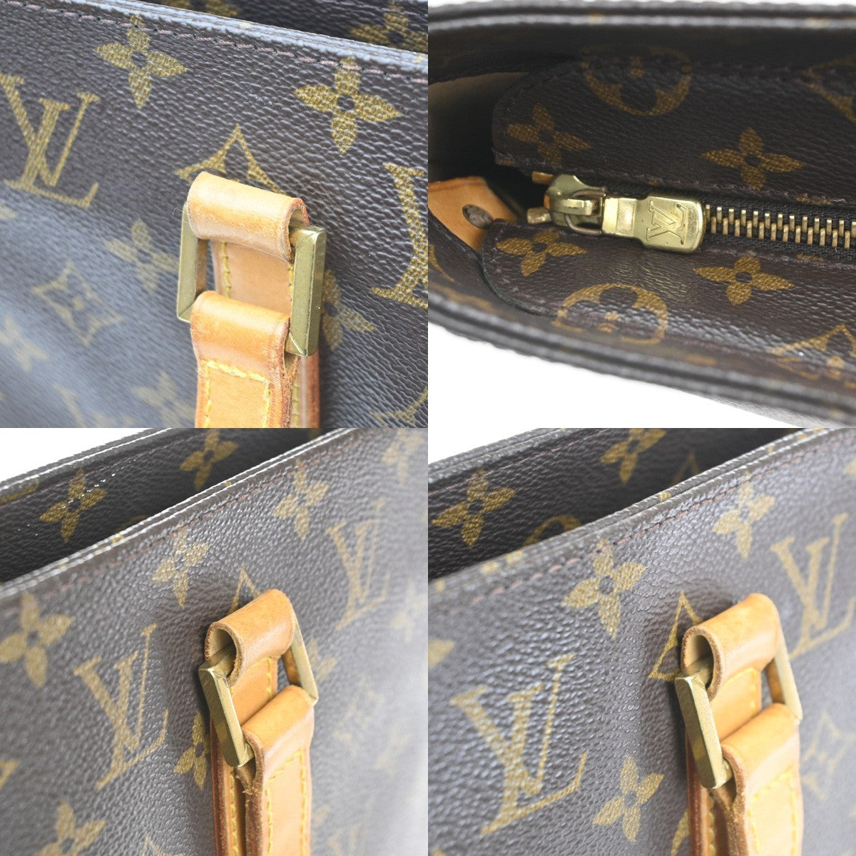 LOUIS VUITTON Logo Luco Shoulder Tote Bag Monogram Leather Brown M51155 74CA733