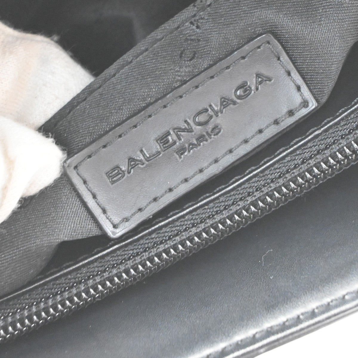 BALENCIAGA Logo BB Pattern Tote Hand Bag Canvas Leather Black SHW 67KD106