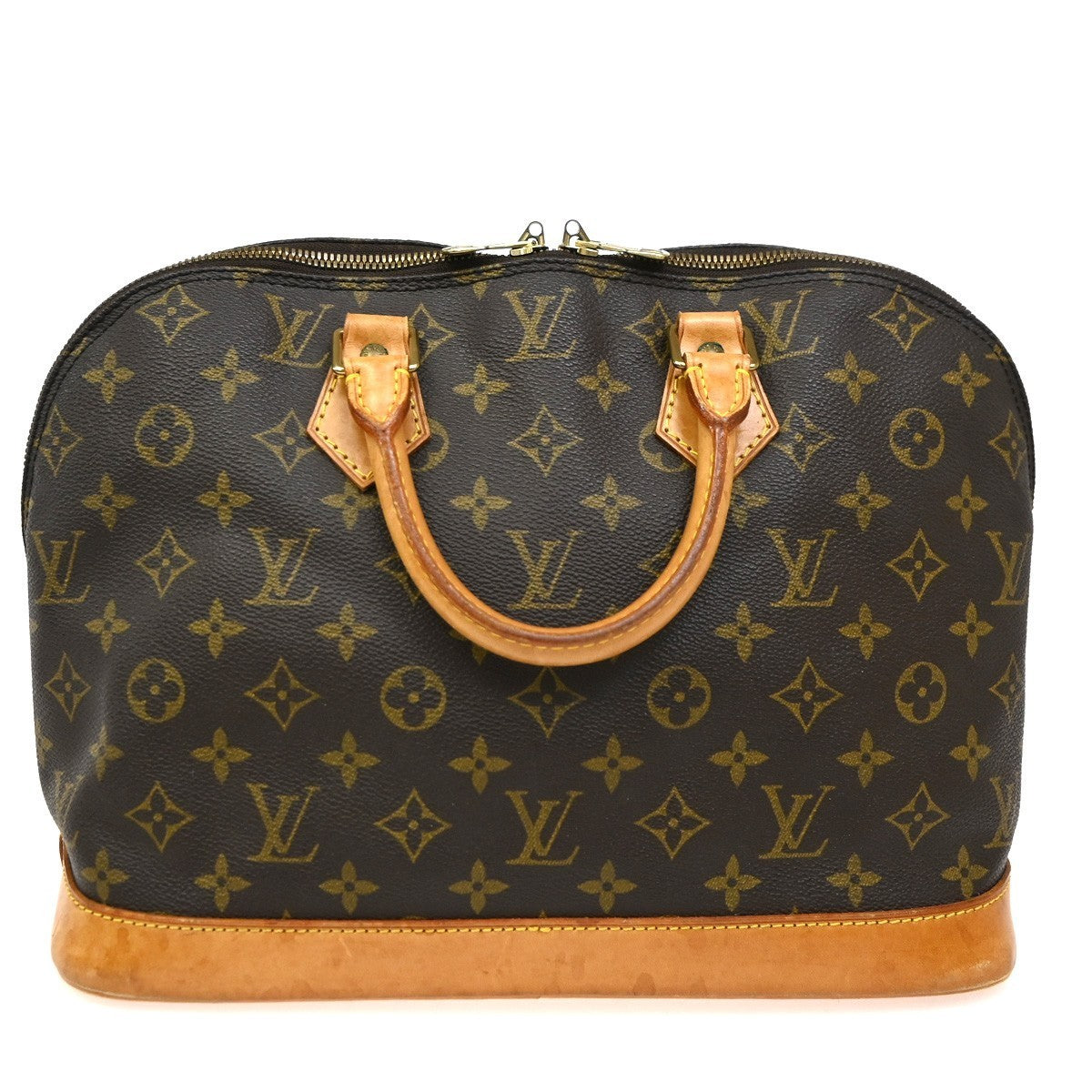 LOUIS VUITTON LV Logo Alma Hand Bag Monogram Leather Brown France M51130 84CA469