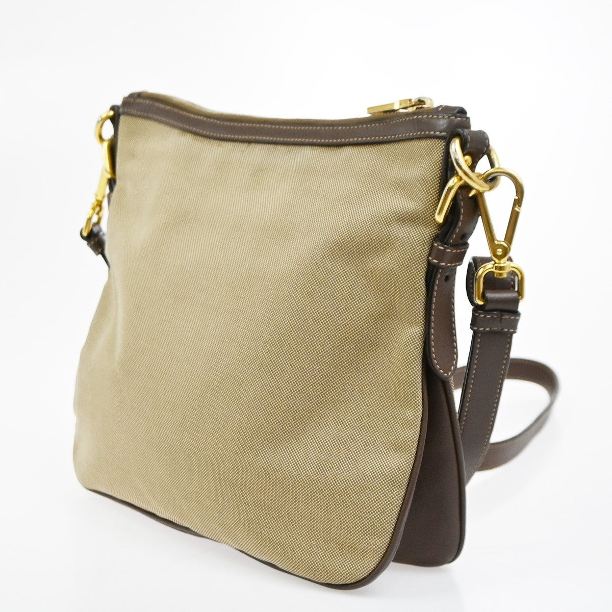 PRADA MILANO Logo Jacquard Shoulder Bag  Leather  Canvas  Brown 19SA060