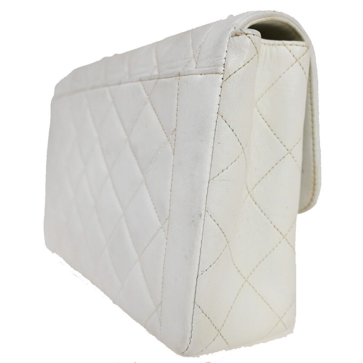 CHANEL CC Logo Matelasse Chain Shoulder Bag Leather White GHW Vintage 314RJ226