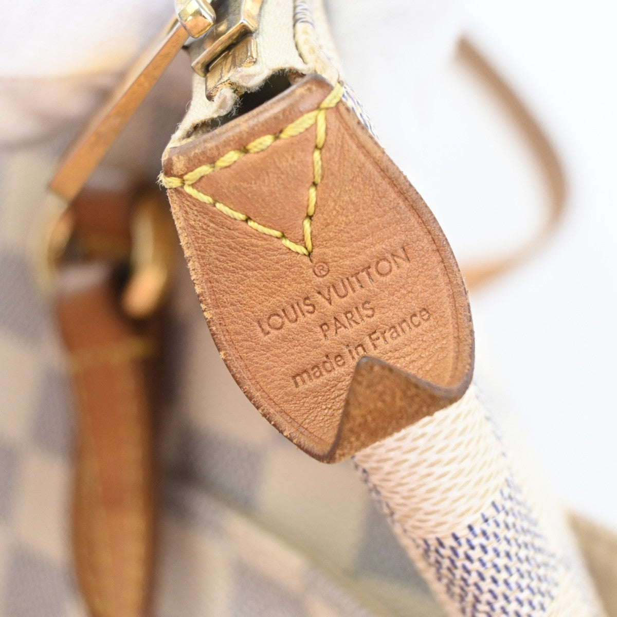 LOUIS VUITTON Totally MM Shoulder Bag Damier Azur Leather White N51262 10ZA275