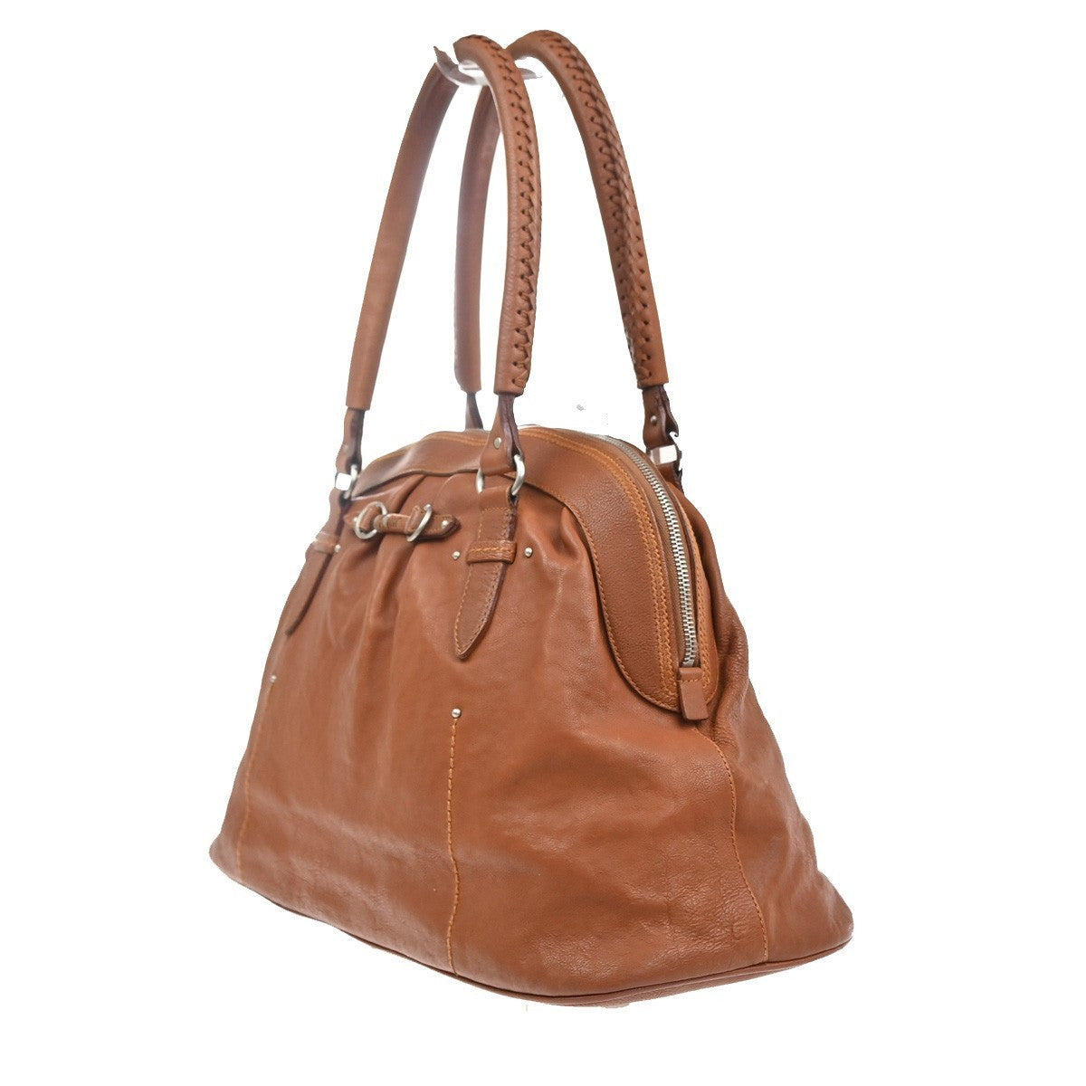 CHRISTIAN DIOR Logo Shoulder Tote Hand Bag Leather Brown SHW Italy 12KC713