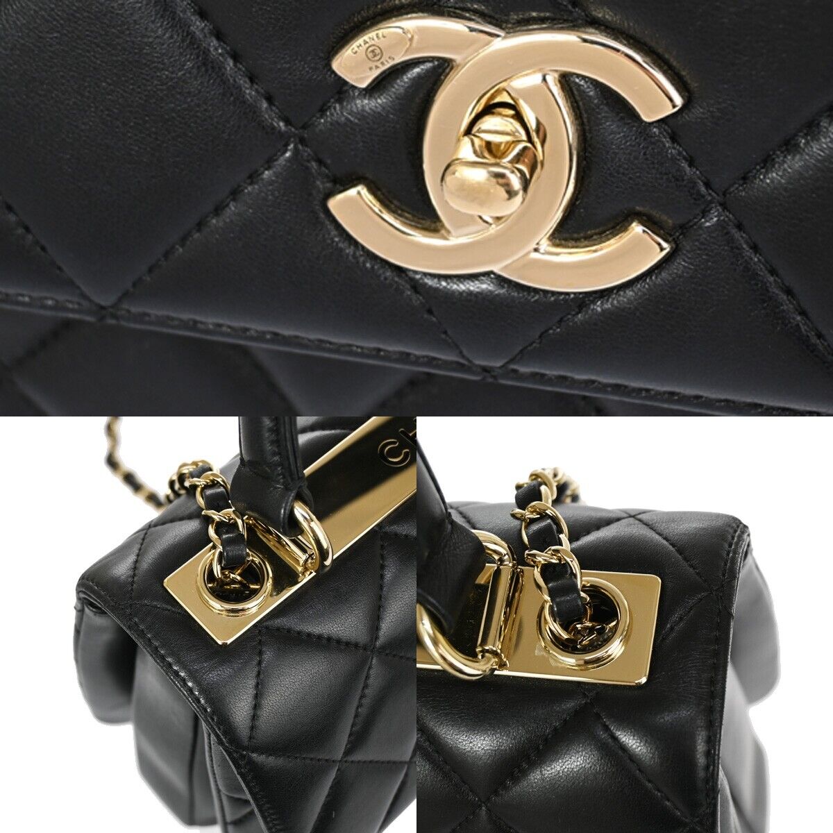 CHANEL CC Logo Matelasse 2Way Shoulder Hand Bag Leather Black GHW Italy 985RH891
