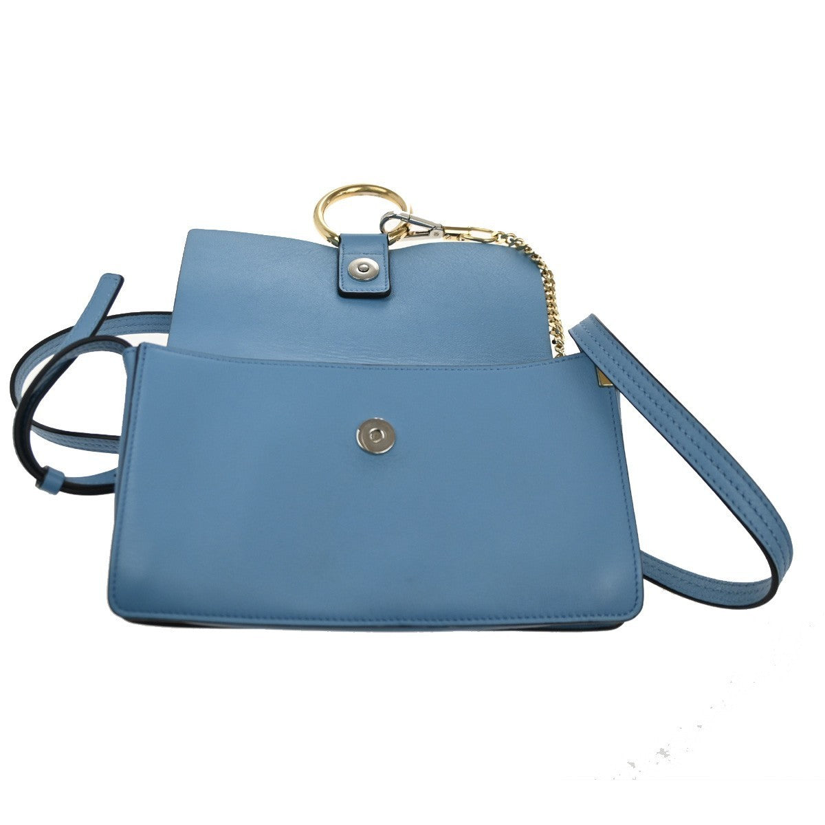 CHLOE Logo Faye Crossbody Shoulder Bag Suede Leather Blue Spain GHW 38CA694