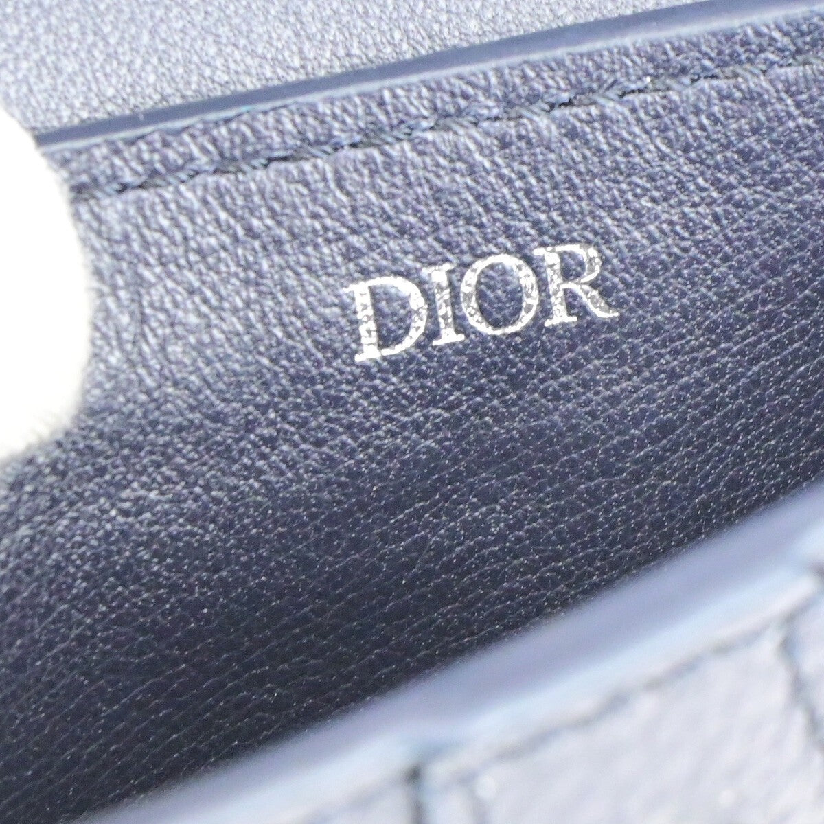 CHRISTIAN DIOR CD Logo Saddle Mini Pouch Bag Leather Navy Blue SHW Italy 85RK754