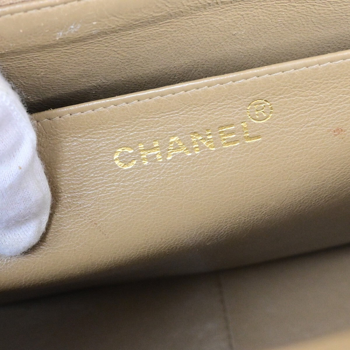 CHANEL CC Matelasse 30 Chain Shoulder Bag Leather Beige GHW Vintage 309RK218