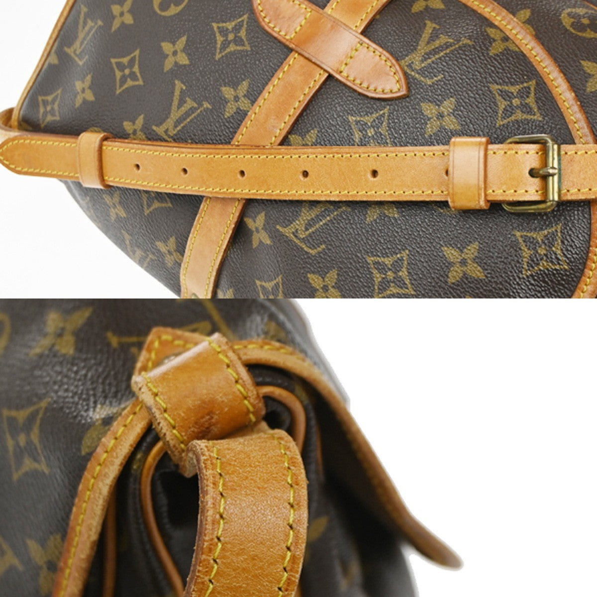 LOUIS VUITTON Logo Saumur 30 Shoulder Bag Monogram Leather Brown M42256 18KC786