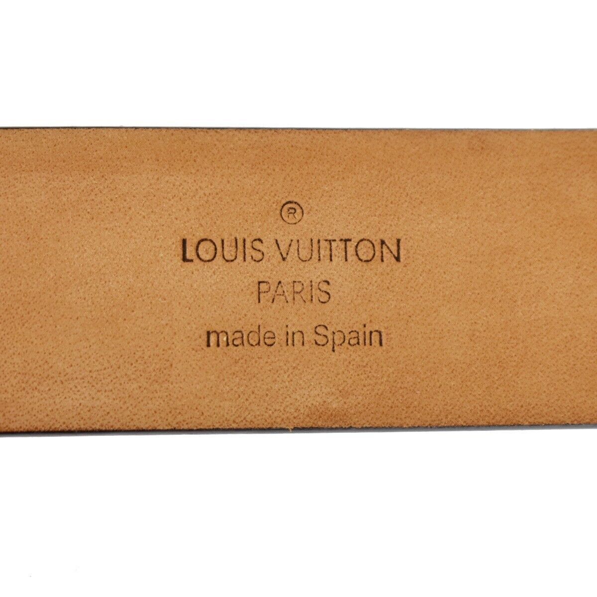 LOUIS VUITTON Ceinture Carre Belt Monogram Leather Brown Silver Spain 63YC264