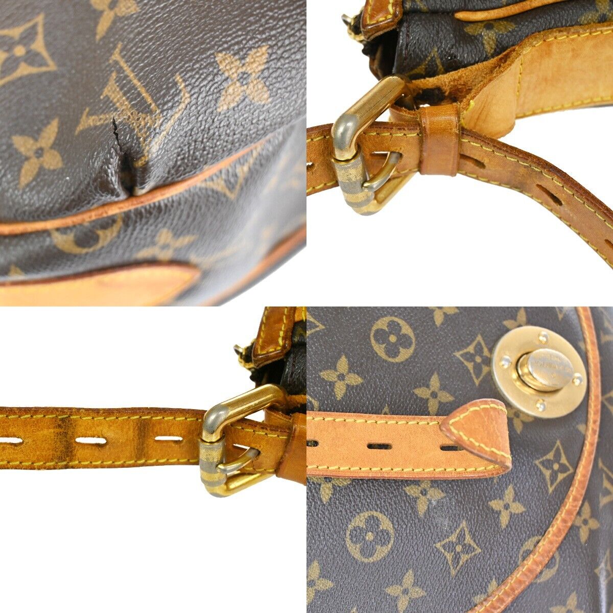 LOUIS VUITTON Tolum GM Shoulder Bag Monogram Leather Brown Spain M40075 80KA559