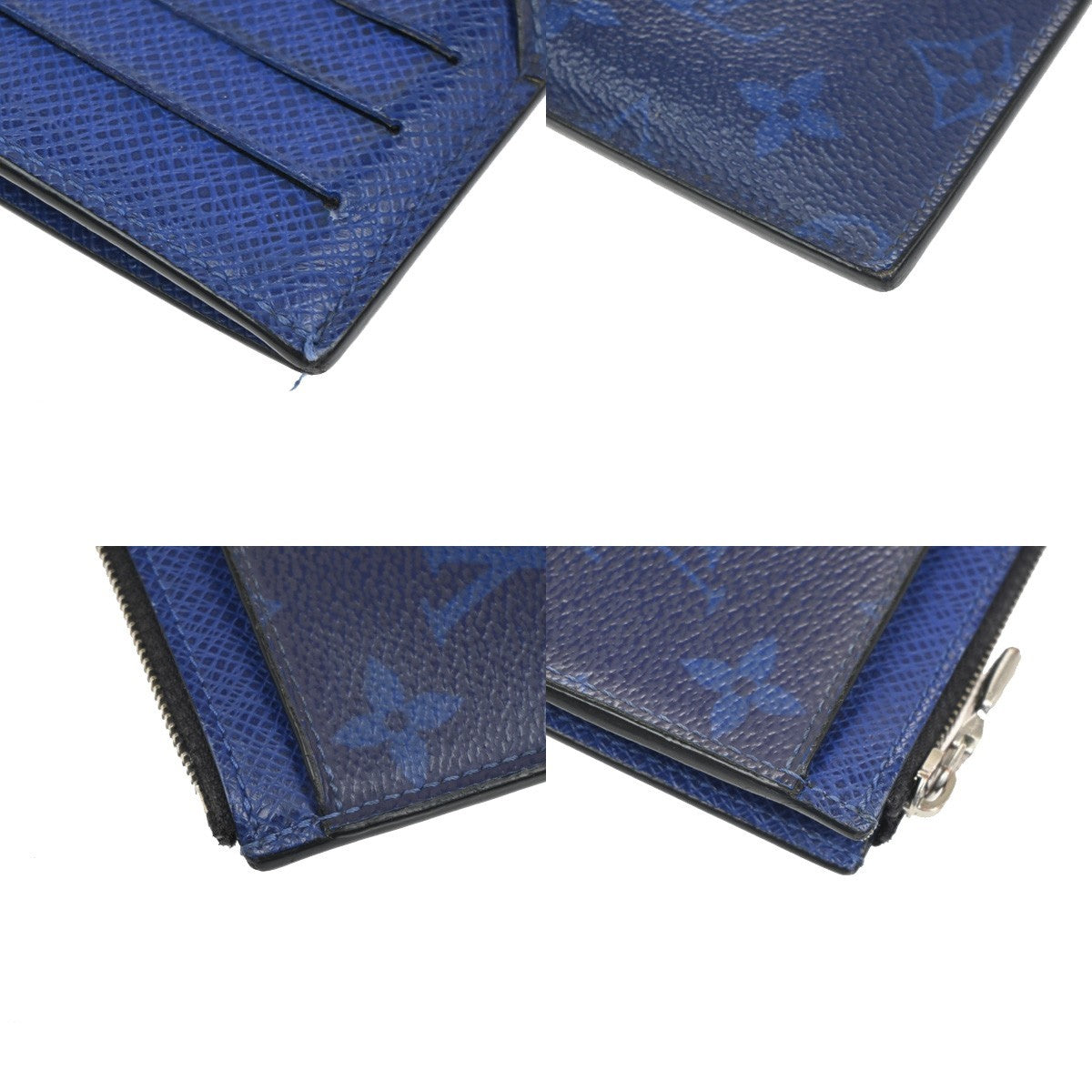 LOUIS VUITTON Logo Coin Card Case Taigarama Leather Cobalt Blue M30270 62KC703