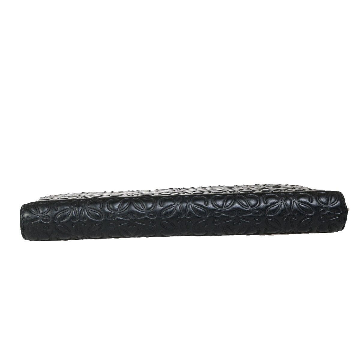 LOEWE Logo Anagram Repeat Long Zipper Wallet Embossed Leather Black 69FB177