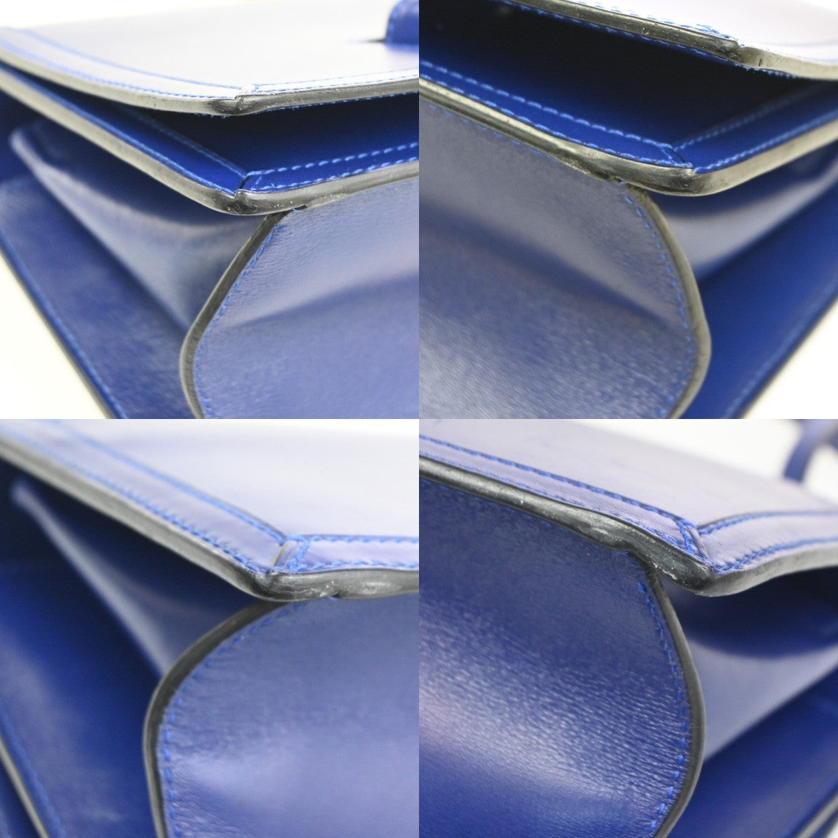 LOEWE Logo Barcelona Crossbody Shoulder Bag Leather Blue GHW Spain 11MA392