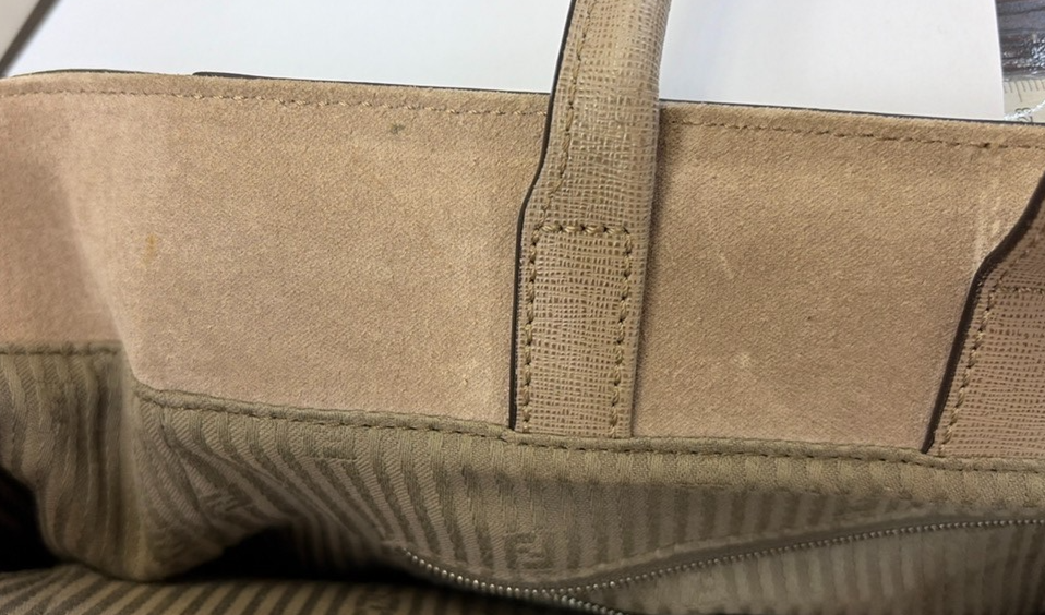 FENDI Logo Large 2Jours Hand Tote Bag Leather Beige Greige SHW Italy 32YH863