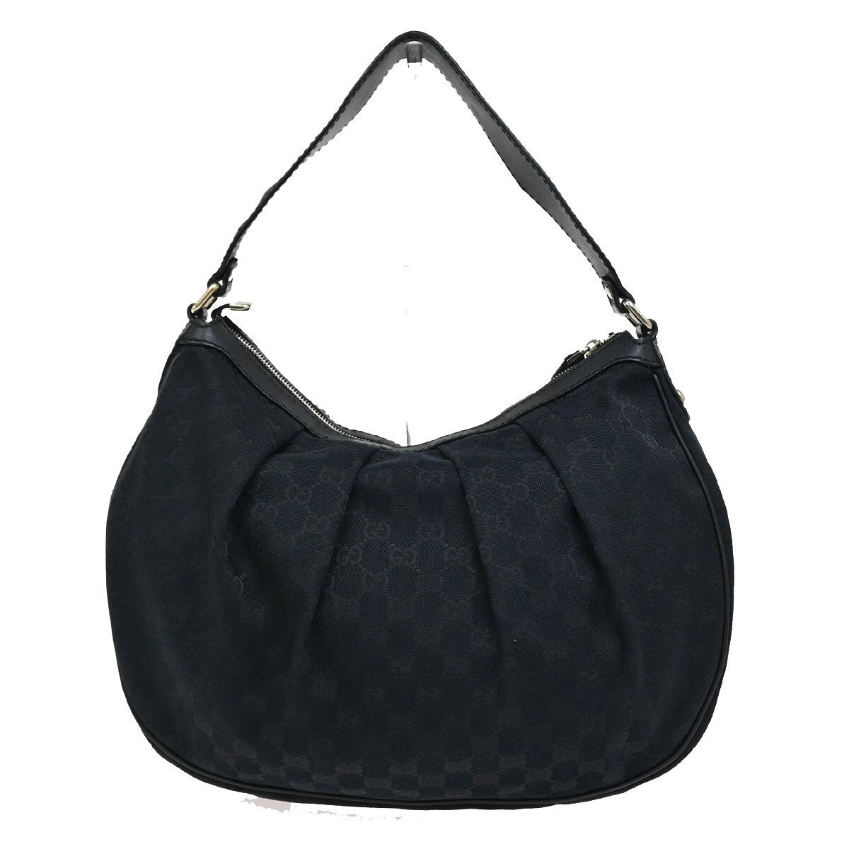 GUCCI Logo Sukey GG Pattern Shoulder Bag Canvas Leather Black Italy 30EE281