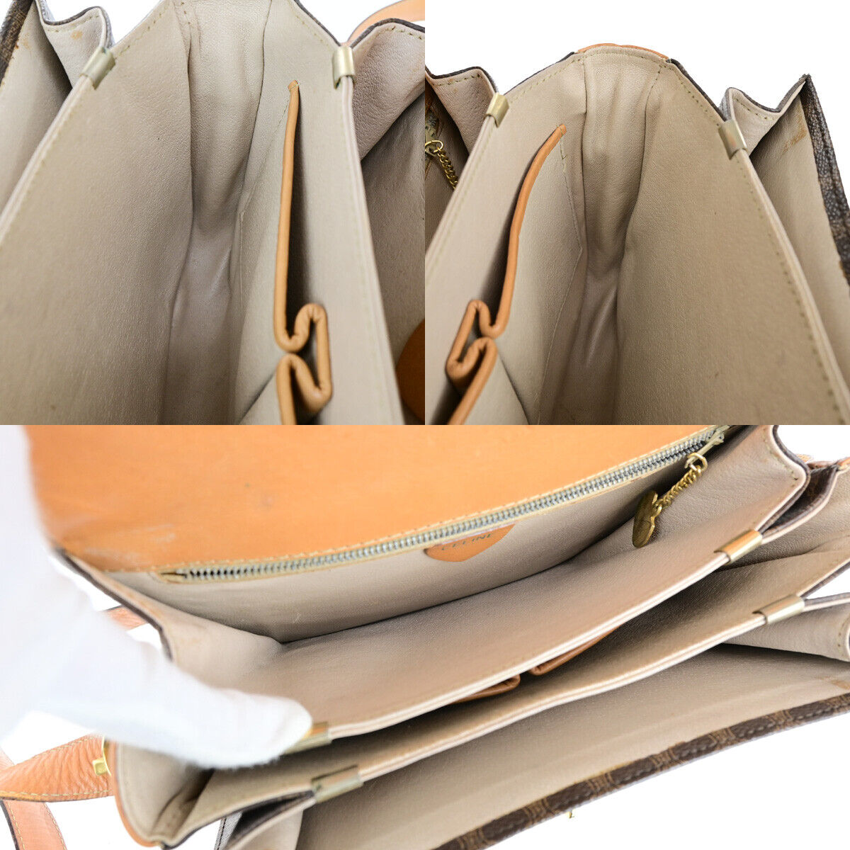 CELINE Macadam Pattern Horse Carriage Shoulder Bag PVC Leather Brown GHW 98YG603