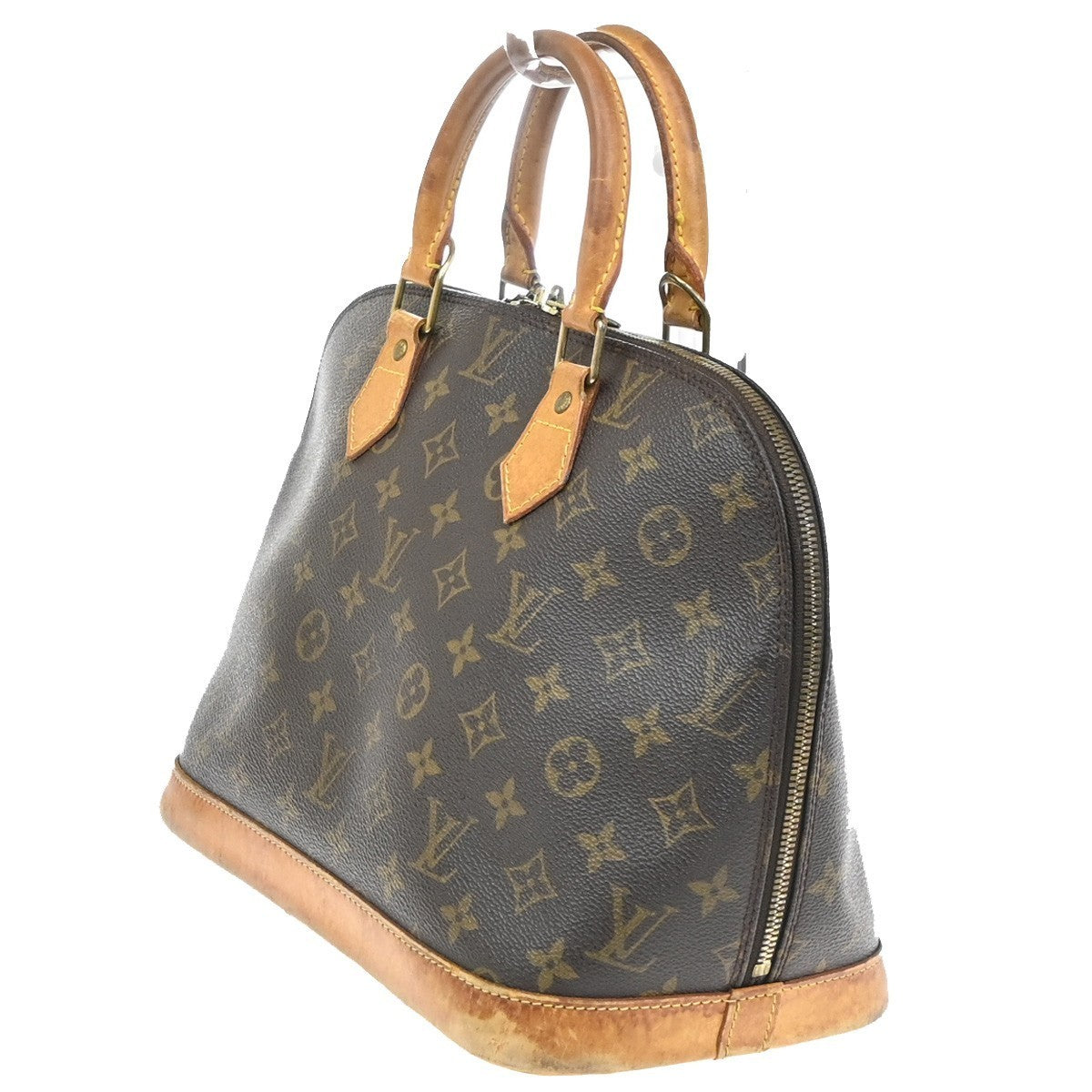 LOUIS VUITTON LV Logo Alma Hand Bag Monogram Leather Brown France M51130 34SA148