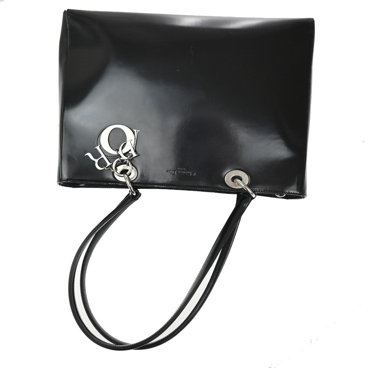 CHRISTIAN DIOR Lady Shoulder Bag Patent Leather Black SHW Italy 71TA393