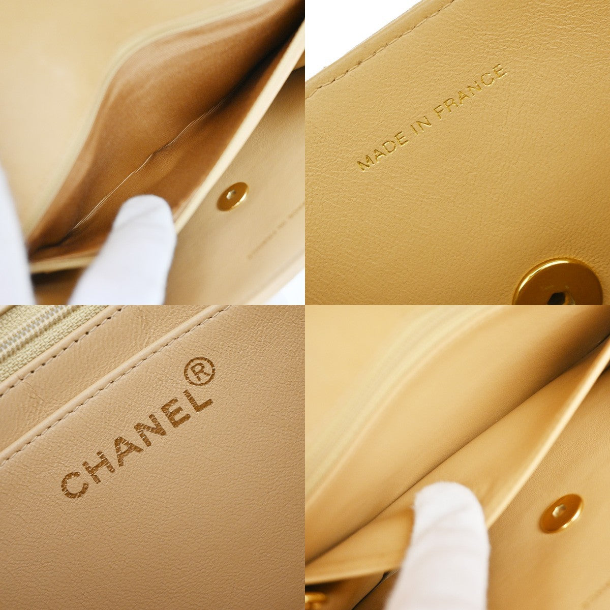 CHANEL Matelasse 22 Shoulder Bag Leather Beige Vintage 396RP180