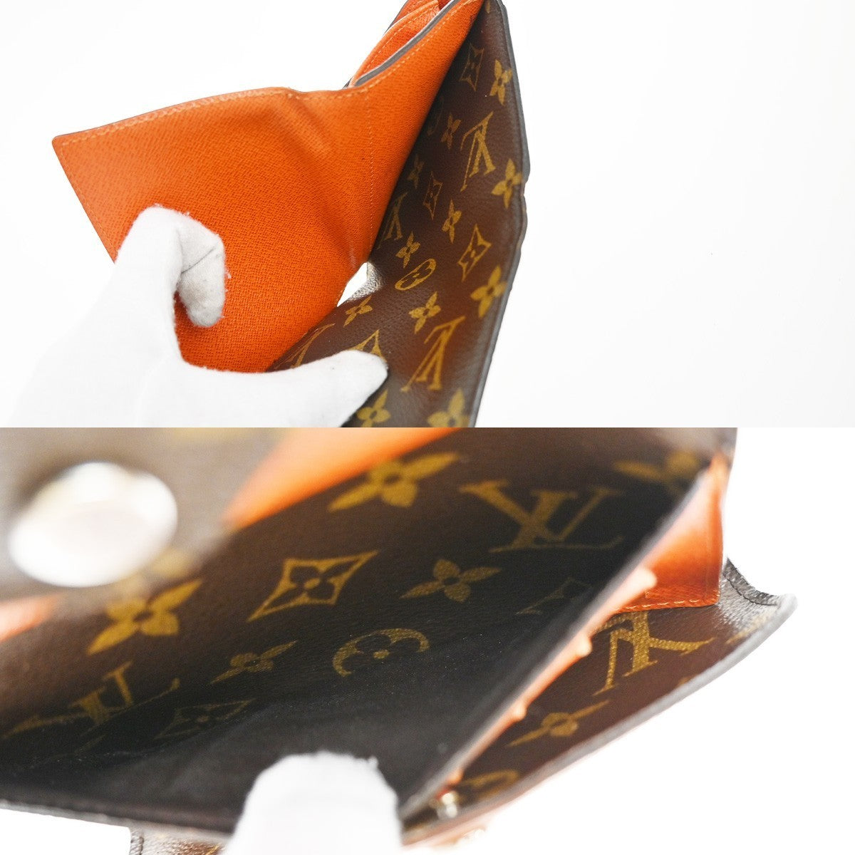 LOUIS VUITTON Marie Compact Wallet Monogram Leather Orange Brown M60495 04KP385
