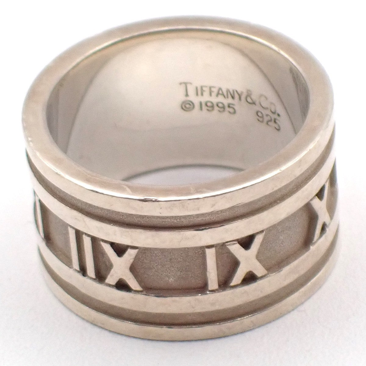 Tiffany & Co. Logo Roman Numerals Atlas Ring US Size 7.5 Silver Ag 925 09KP560