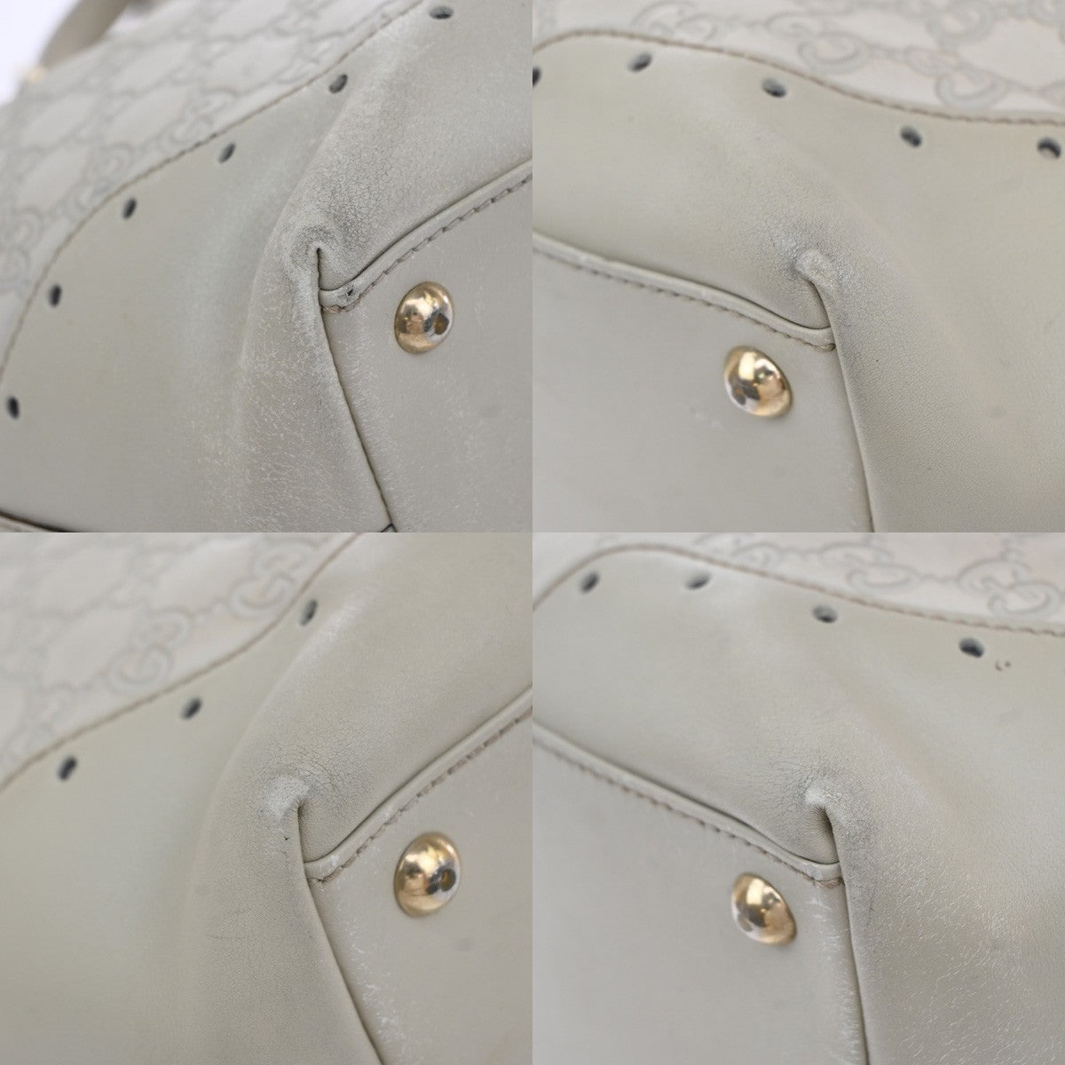 GUCCI GG Pattern Guccissima Shoulder Hand Bag Embossing Leather White 65EG400