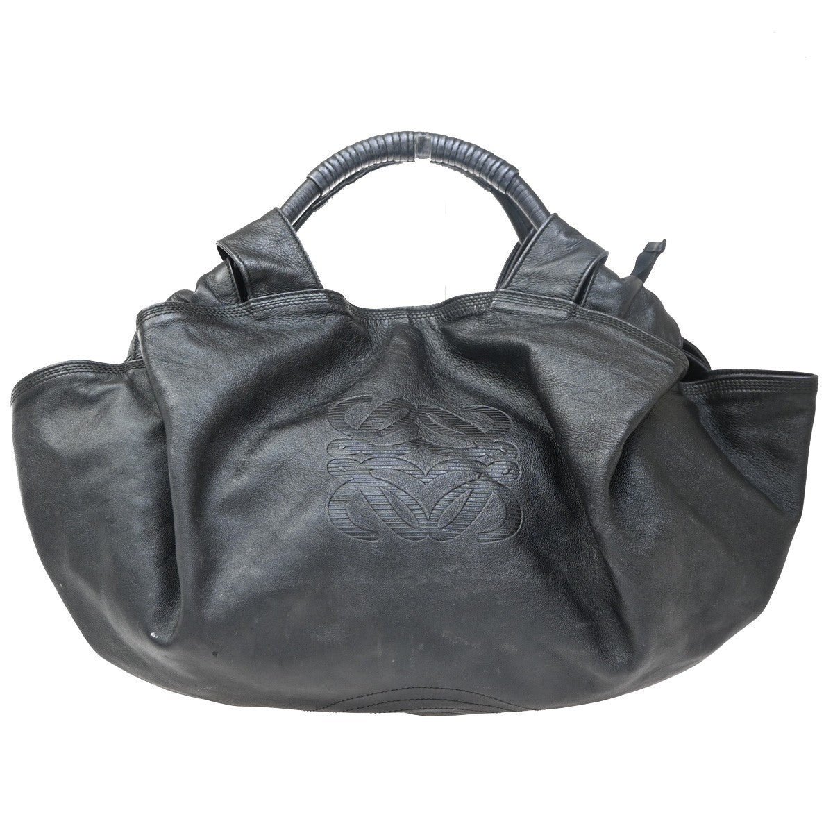 LOEWE Logo Anagram Nappa Aire Hand Bag Leather Black SHW Spain 88EG241