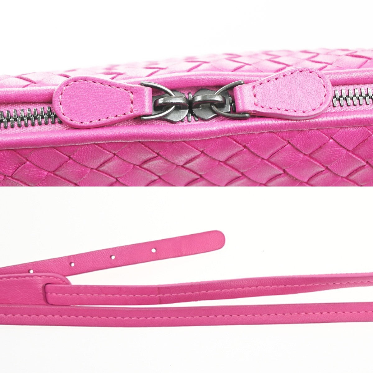 BOTTEGA VENETA Intrecciato Nodini Logo Shoulder Bag Leather Pink Italy 98MA219