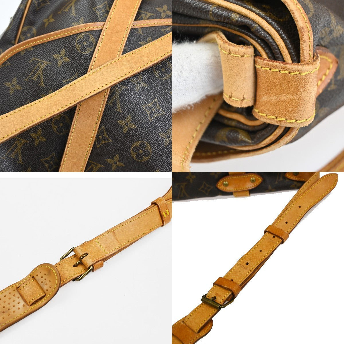 LOUIS VUITTON Logo Saumur 43 Shoulder Bag Monogram Leather Brown M42252 72CA926