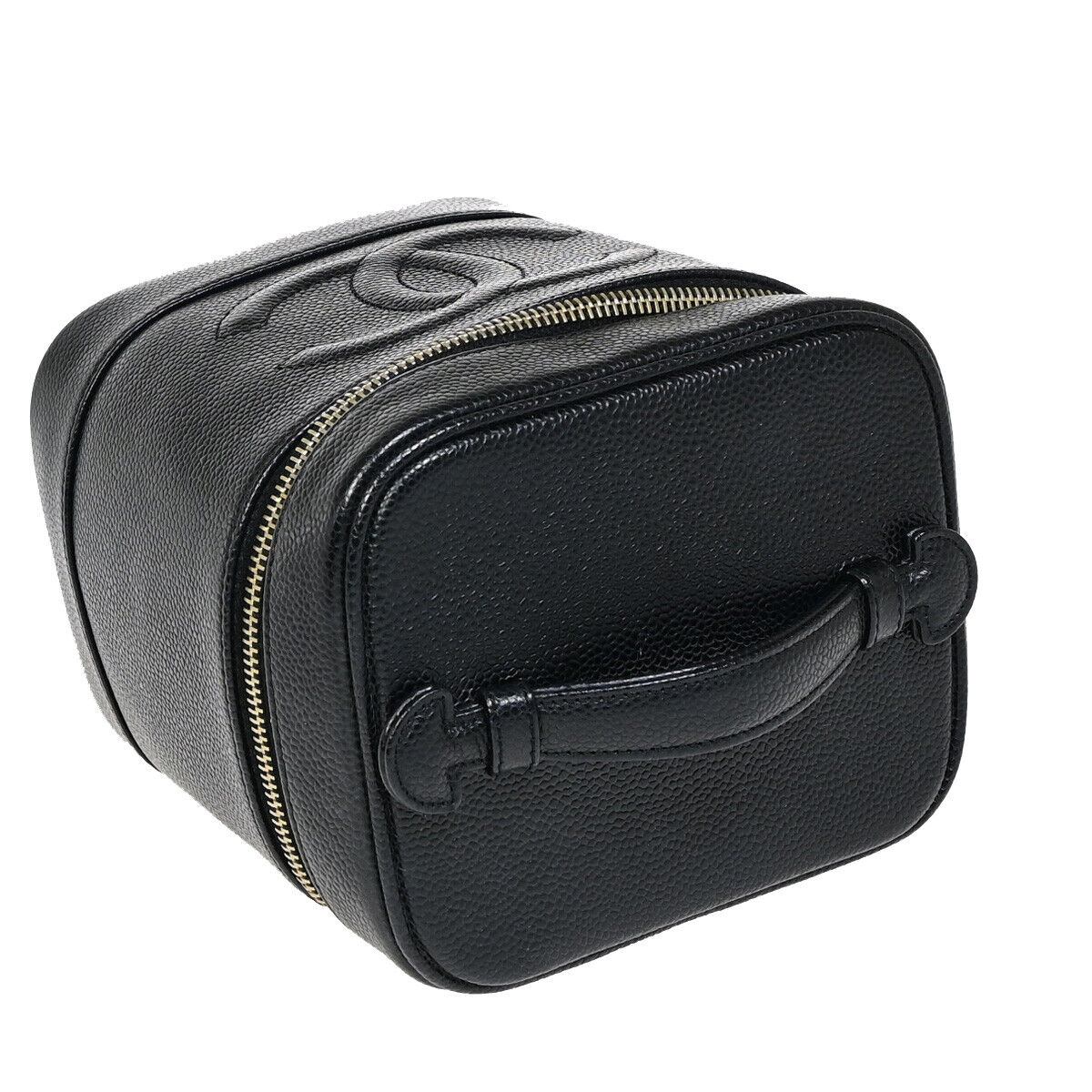 CHANEL CC Logo Vanity Hand Bag Caviar Skin Leather Black GHW France 59RJ911