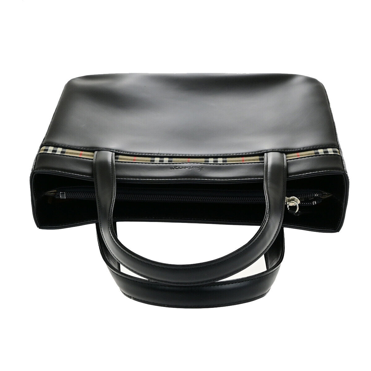 Burberrys Logo Nova Check Hand Tote Bag Canvas Leather Black Beige 31YG606