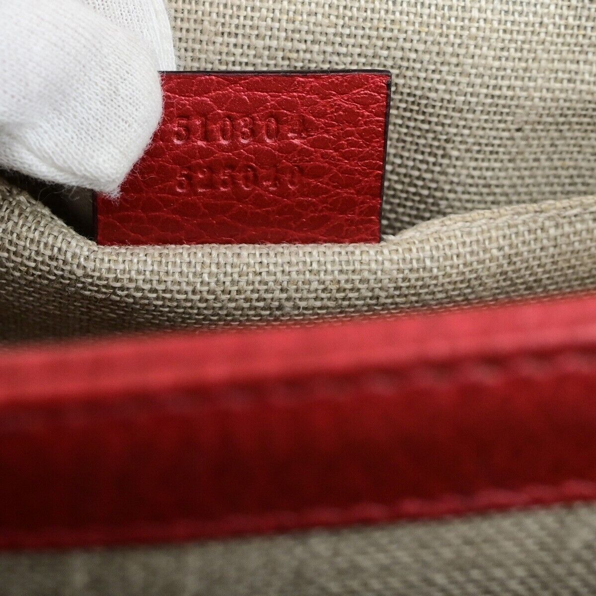 GUCCI Logo Interlocking G Mini Chain Shoulder Bag Leather Red GHW Italy 14ED352