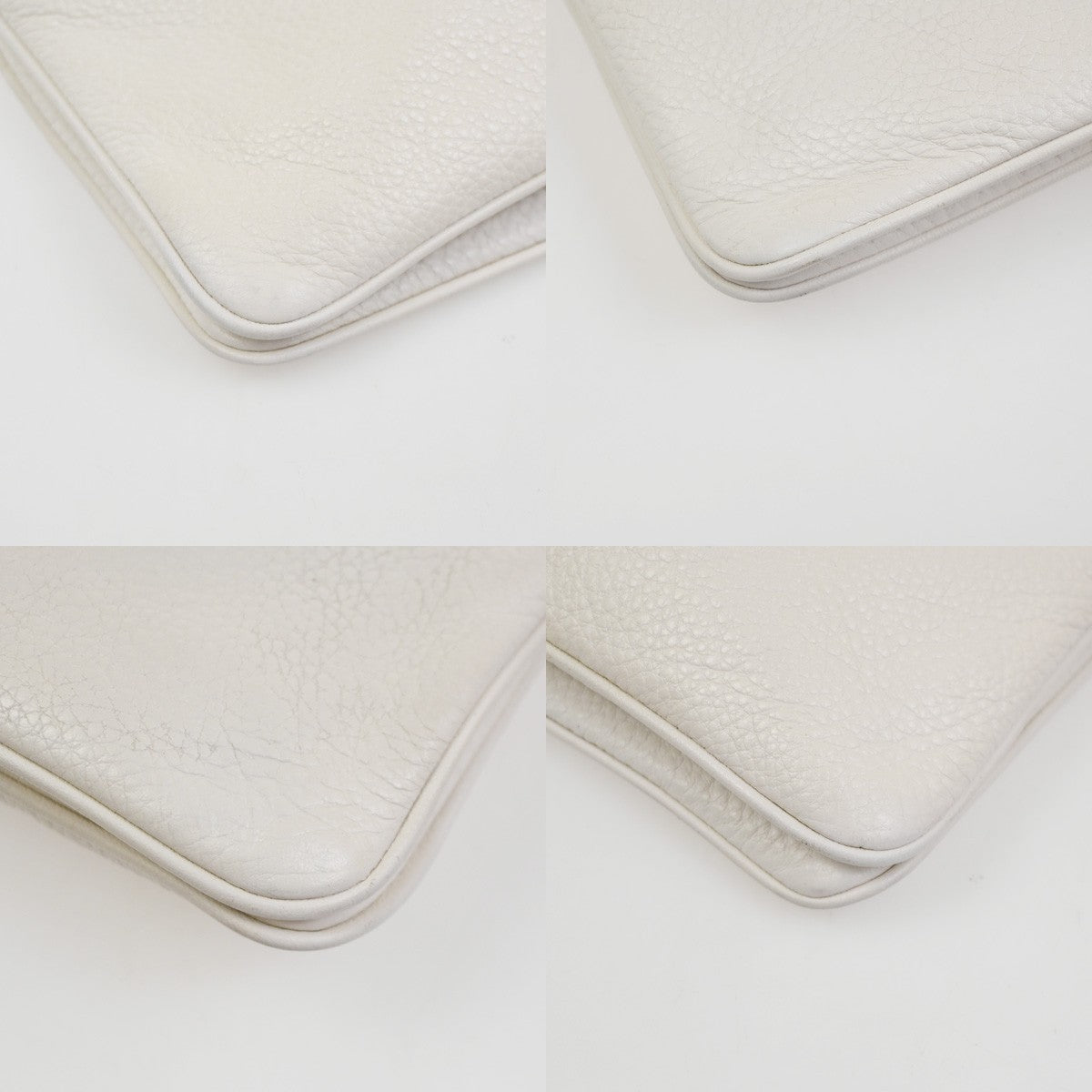 PRADA Logo Crossbody Mini Shoulder Bag Vitello Daino Leather White GHW 76KC639