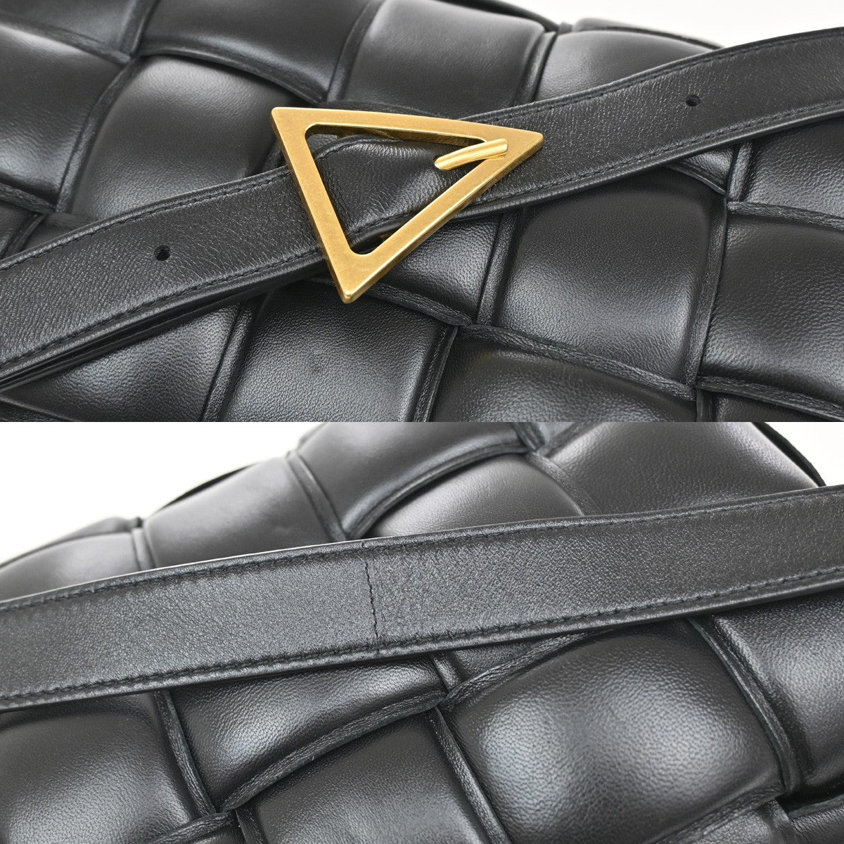 BOTTEGA VENETA Maxy Intrecciato Cassette Shoulder Bag Leather Black 689RL287