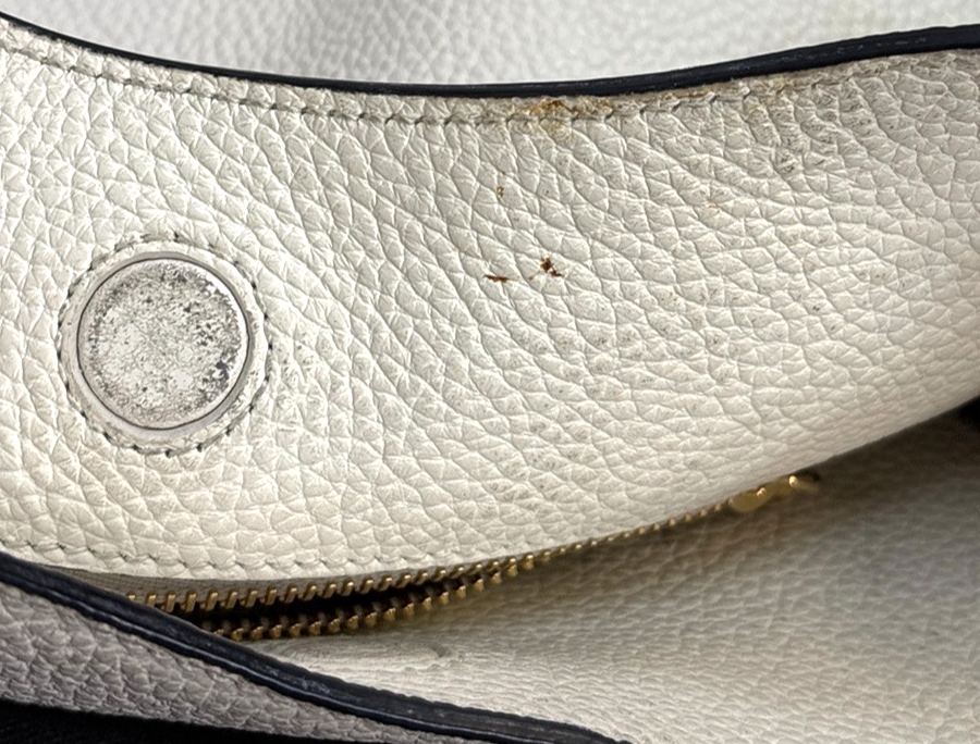 PRADA  Embossing LOGO One Shoulder Tote Bag Leather White GHW 12TA705