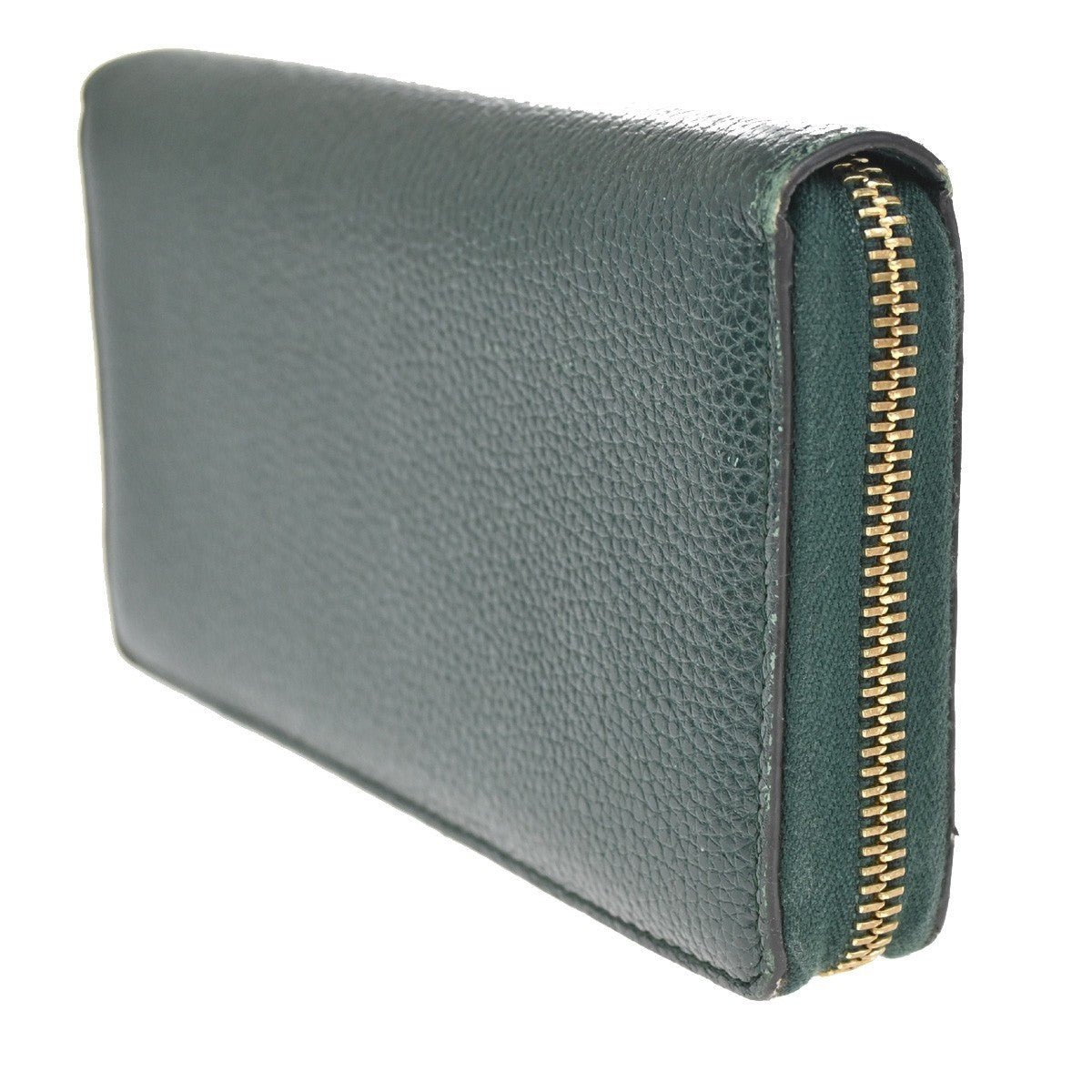 GUCCI G Horsebit Zip-around Long Wallet Leather Green GHW Italy 69CA415