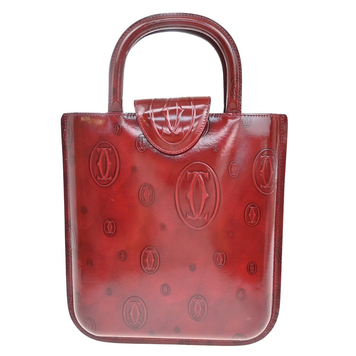 CARTIER Logo Birthday Hand Bag Patent Leather Red France 30EF198
