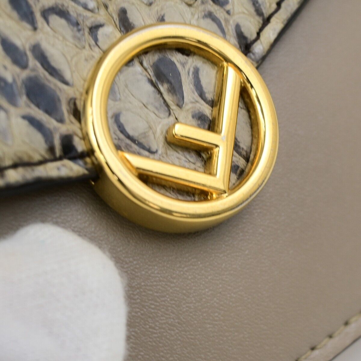 FENDI FF Logo Compact Mini Trifold Wallet Exotic Leather Brown Italy 64KA474