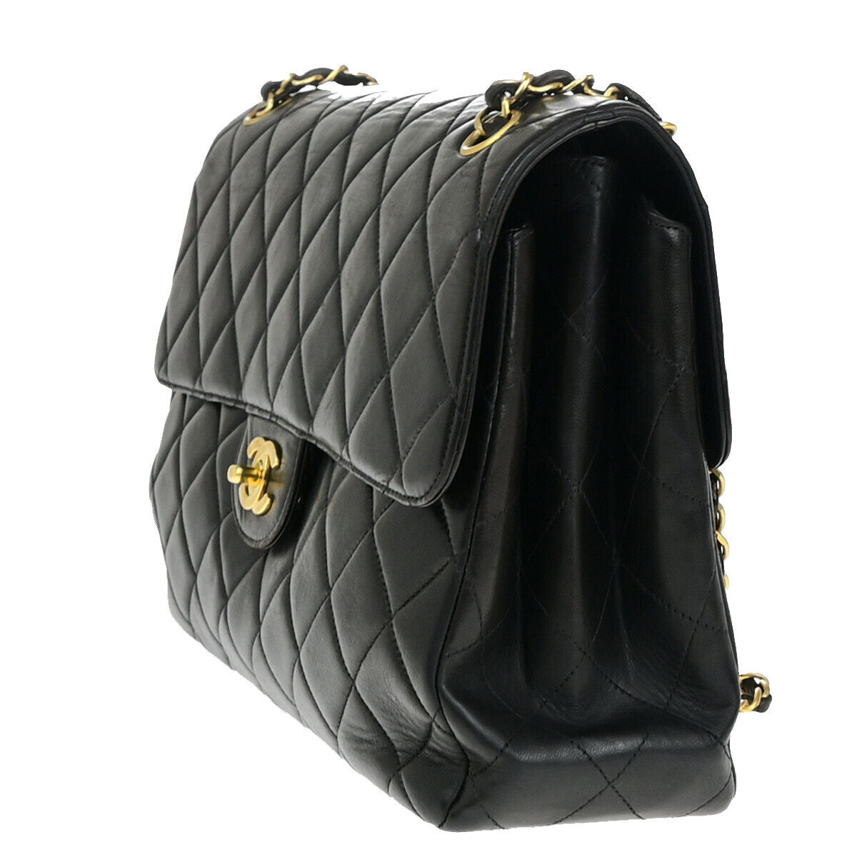 CHANEL CC Matelasse 30 Both Flap Chain Shoulder Bag Leather Black GHW 823RJ921