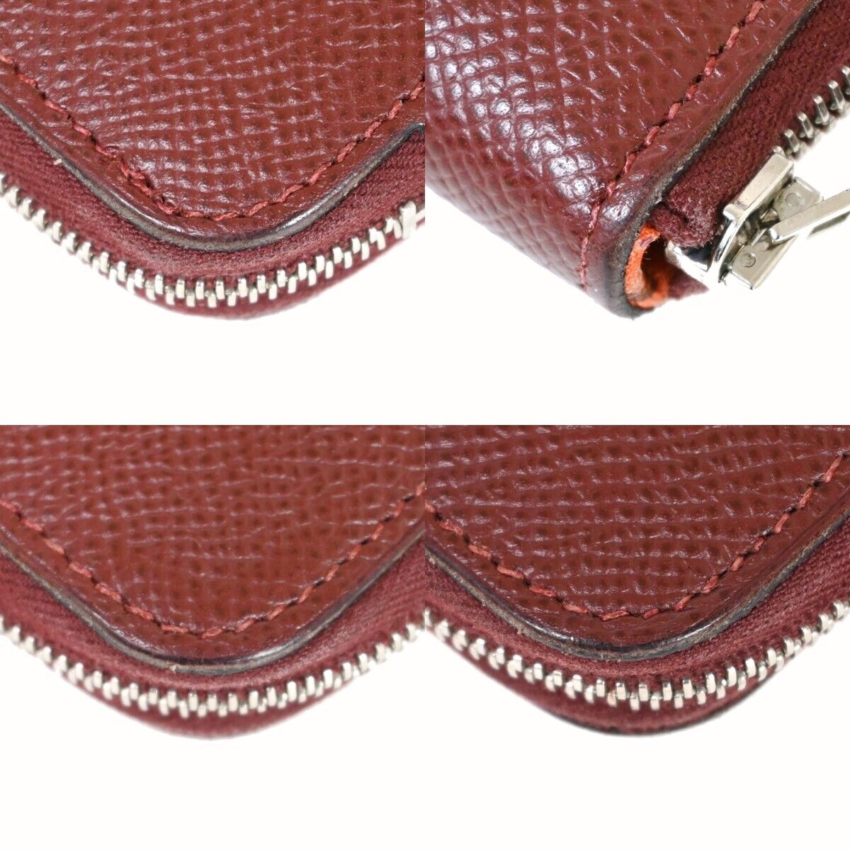 HERMES Azap Silk In Long Zipper Bifold Wallet Purse Veau Epsom Red 72HB250