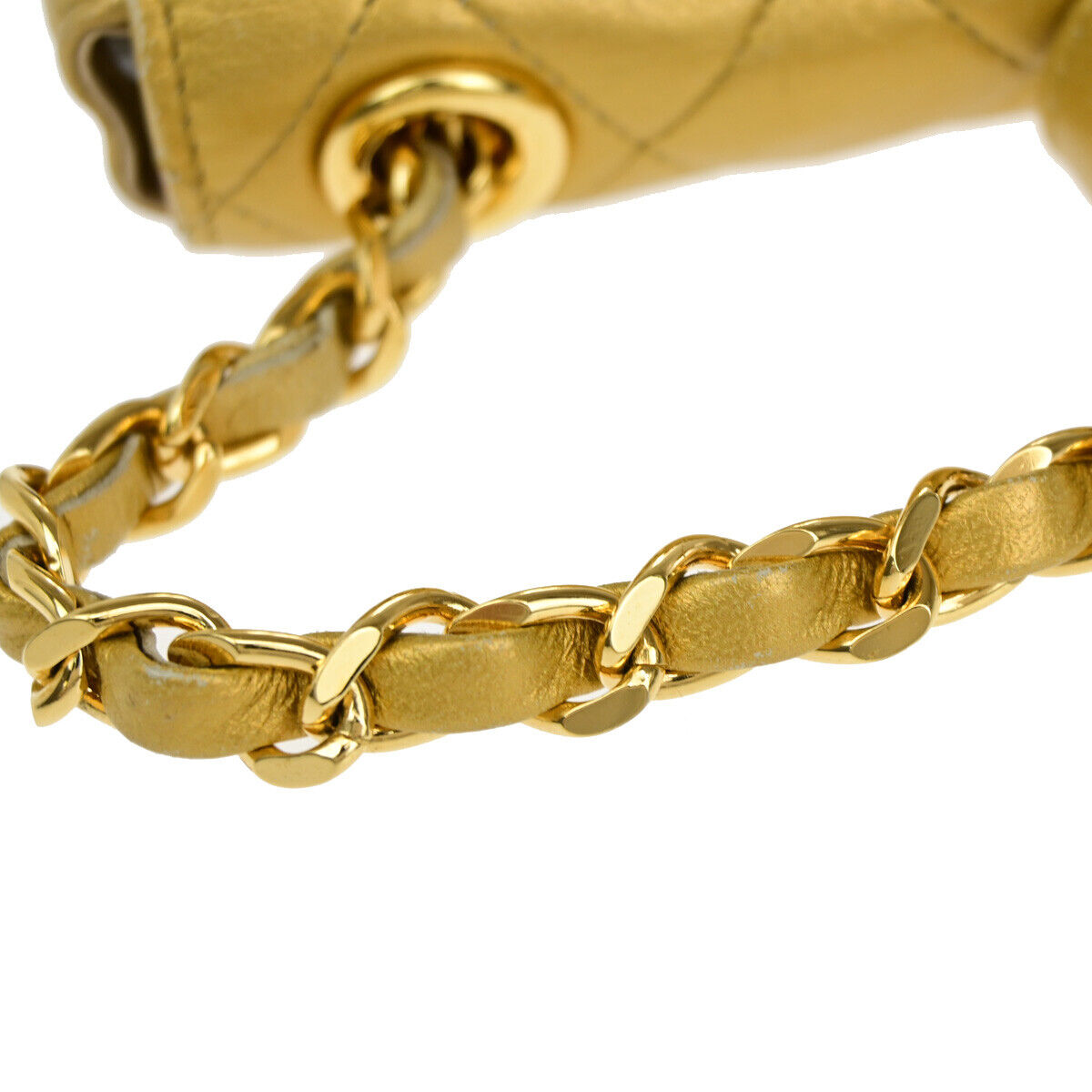 CHANEL CC Mini Matelasse Chain Hand Bag Belt Charm Leather Gold Vintage 330LC510
