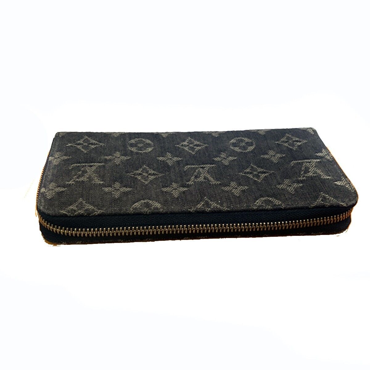 LOUIS VUITTON Zippy Round Long Wallet Monogram Denim Leather Blue M95614 44RF138