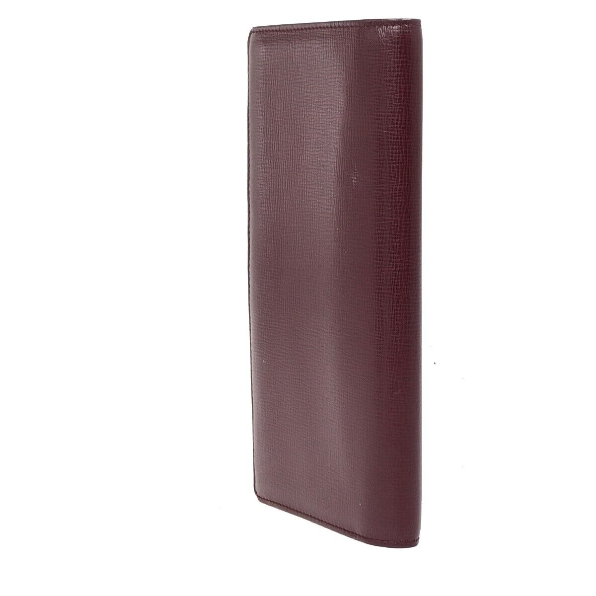 Must De Cartier 2C Logo Vertical Long Bifold Wallet Leather Bordeaux 02EB608