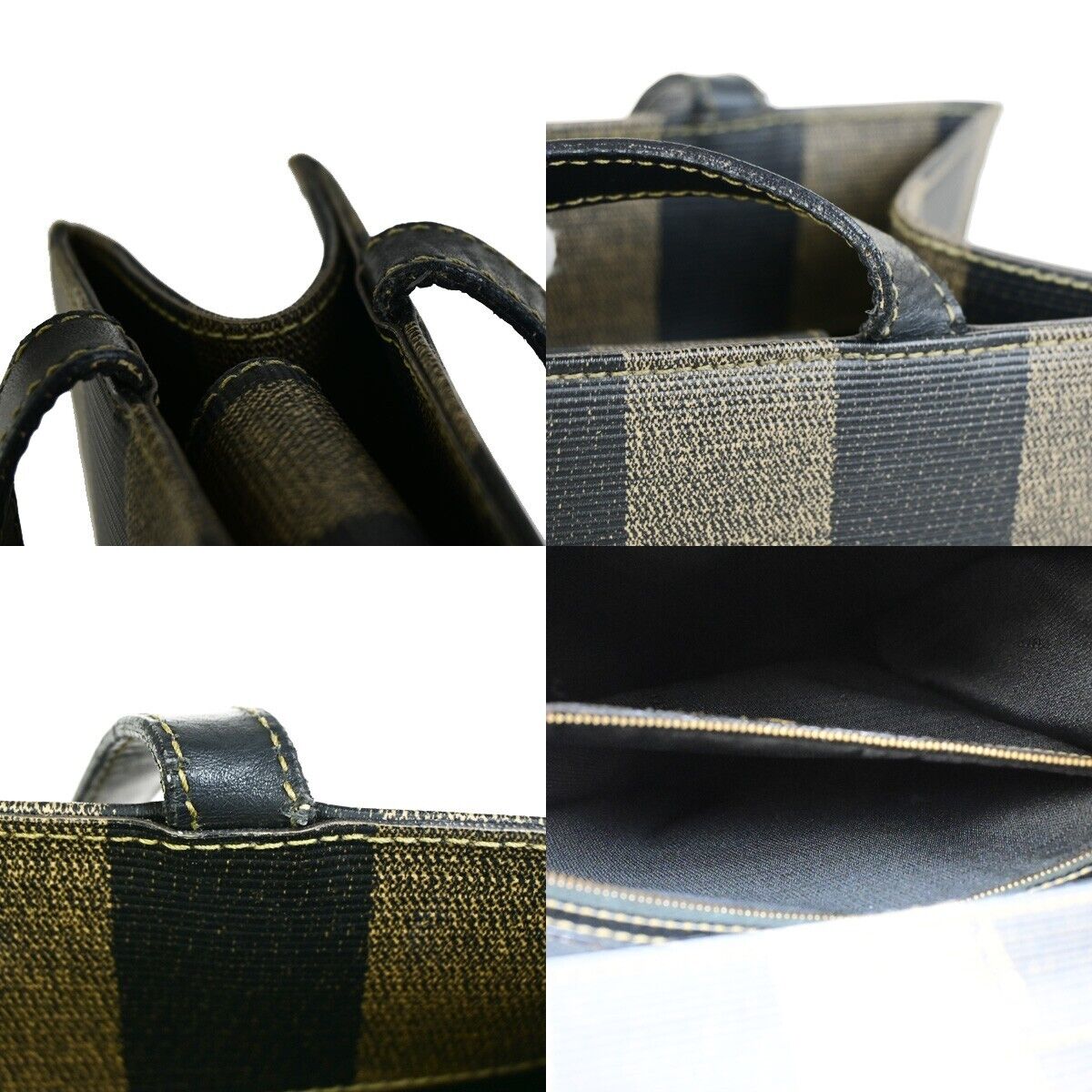 FENDI Logo Pecan Shoulder Tote Bag PVC Leather Brown Made In Italy 34FB215