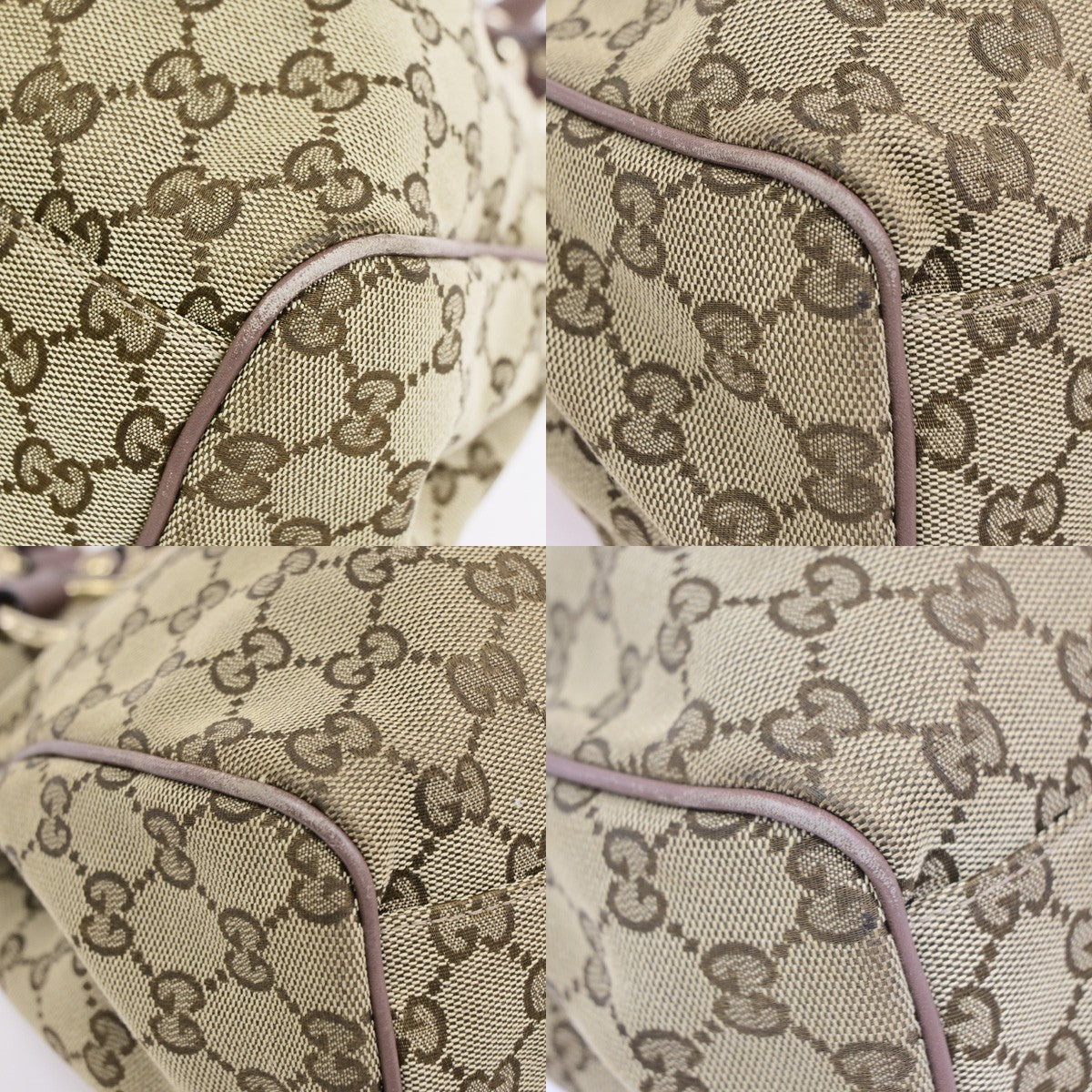 GUCCI Sukey Shoulder Hand Bag Canvas Leather Beige Pink GHW Italy 85CB047
