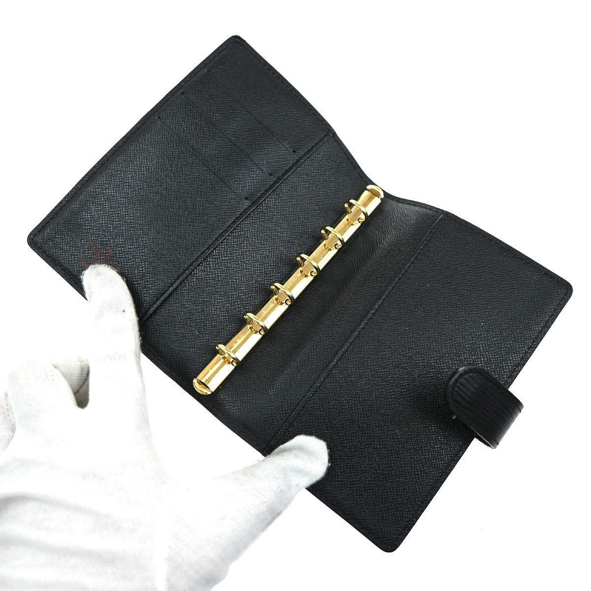 LOUIS VUITTON Logo Agenda PM Day Planner Cover Epi Leather Black R20052 66KP336