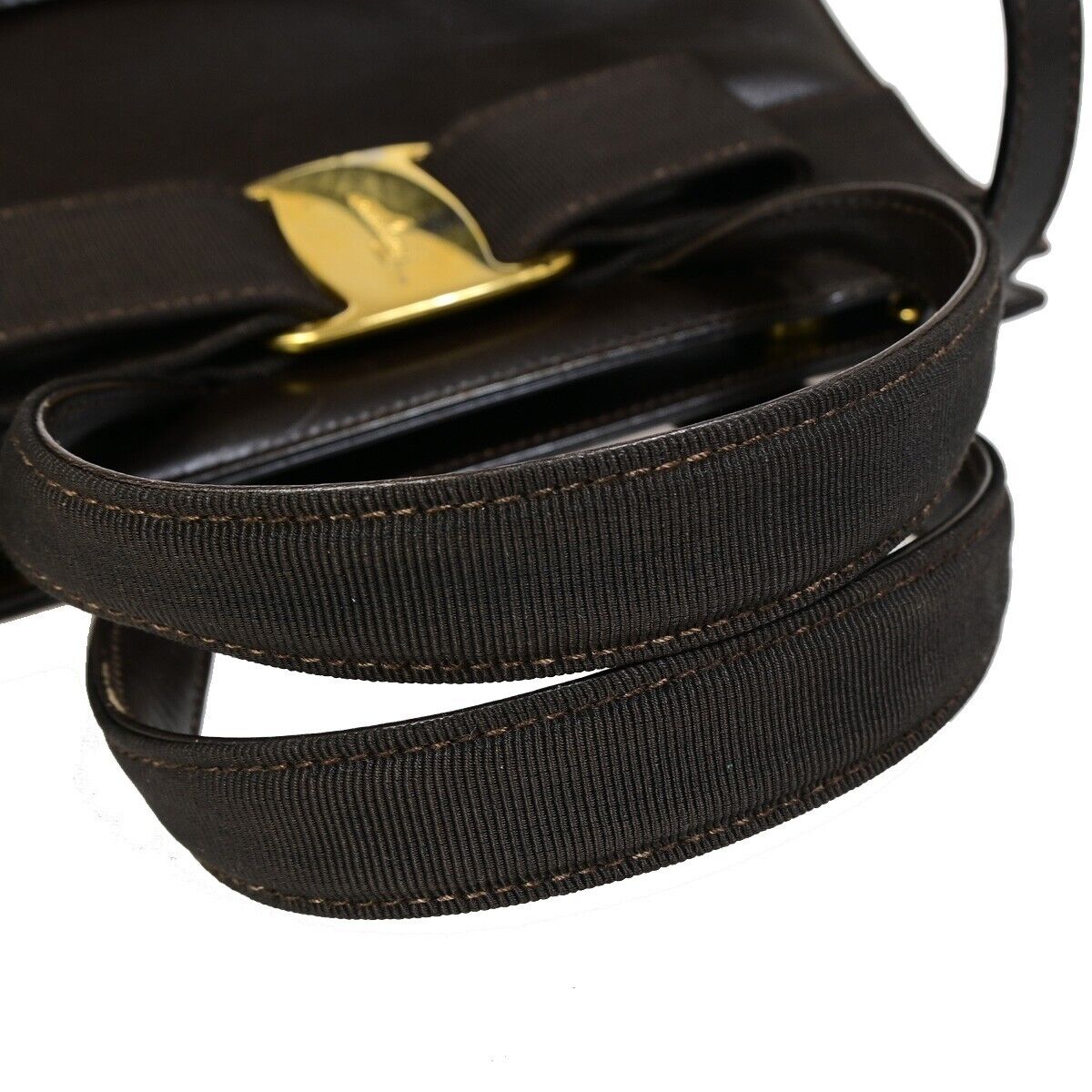 SALVATORE FERRAGAMO Logo Vara 2Way Shoulder Hand Bag Leather Brown Italy 65EB118